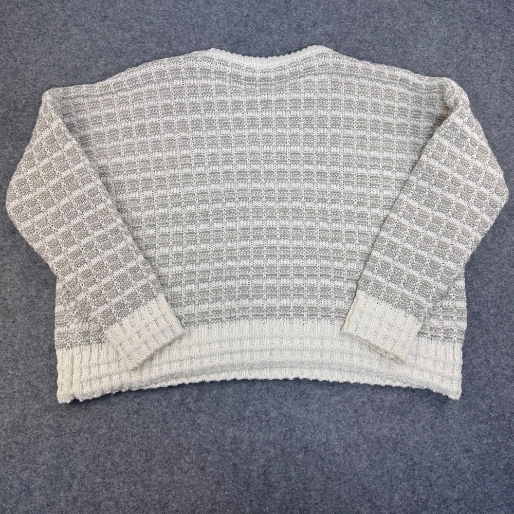 K by Kinnucan's Womens Knit Sweater‎ Gray White Crew Neck Casual - Picture 2 of 6